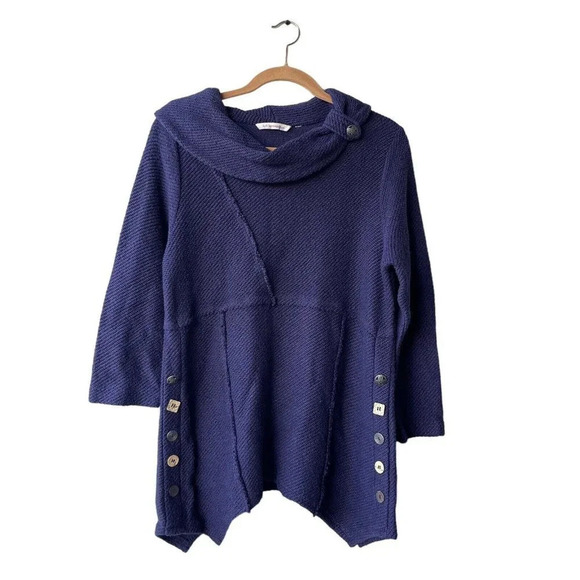 SOFT SURROUNDINGS Breakwater Tunic Sweater Cowl Neck Pullover Asymmetrical Sz M - Picture 1 of 3